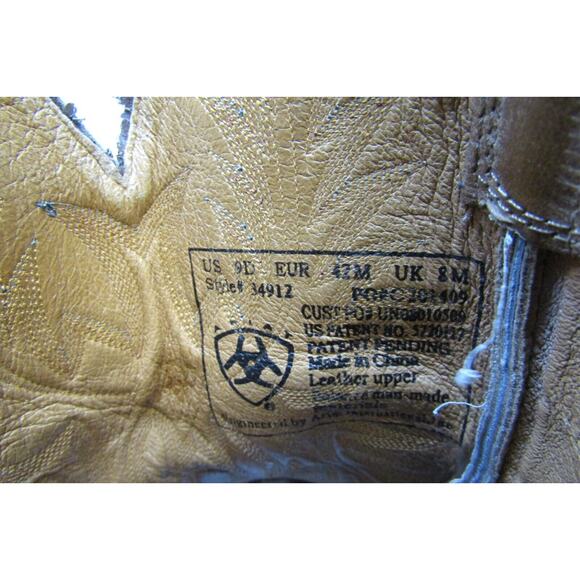 Ariat Mens Size 9 D Brown Leather Stockman Cowboy Western Boots